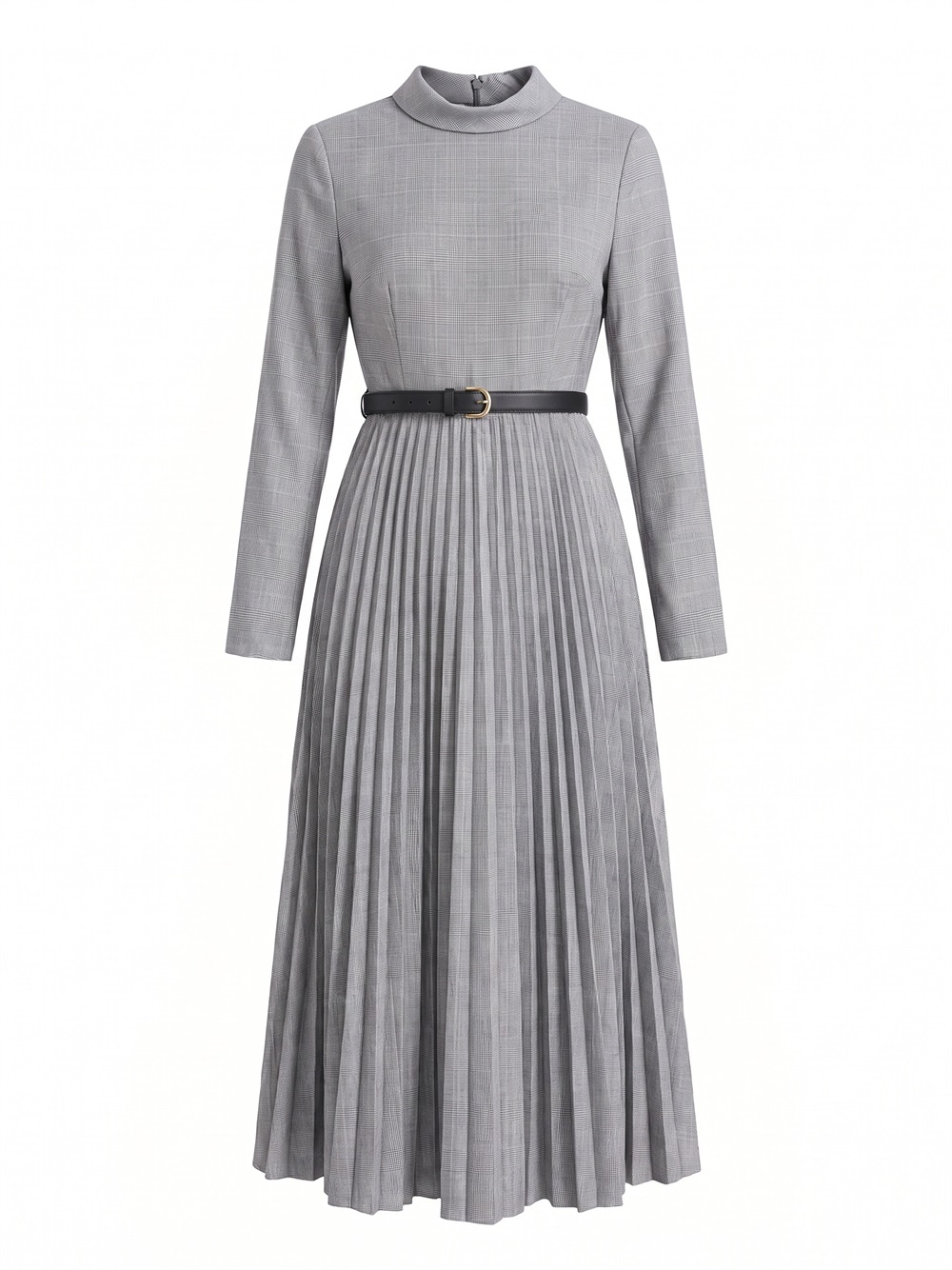 SELF-PORTRAIT GREY WOOL CHECK MIDI DRESS GREY dettaglio