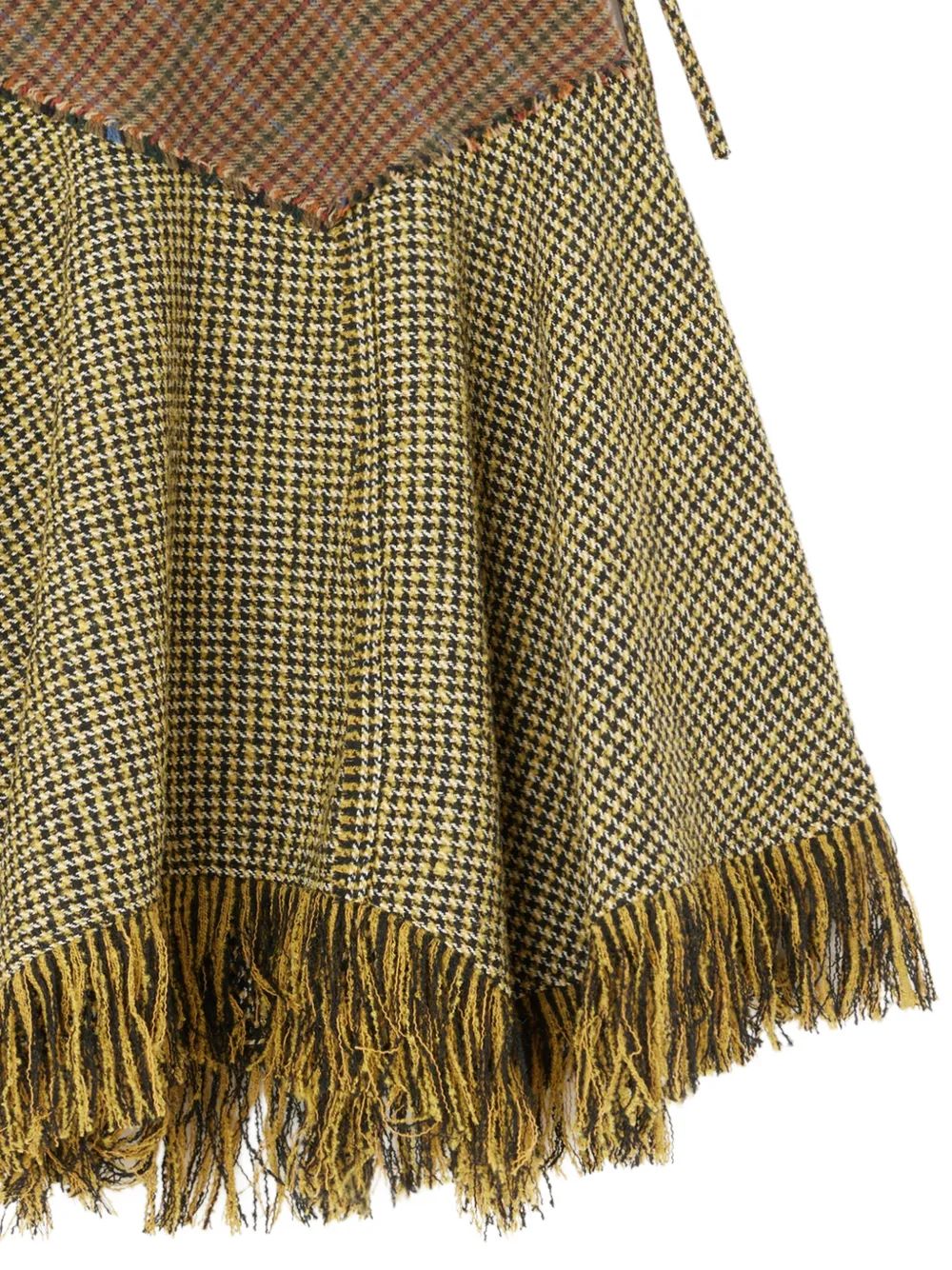 GANNI Woollen Check Patchwork Long Skirt 999 MULTICOLOUR