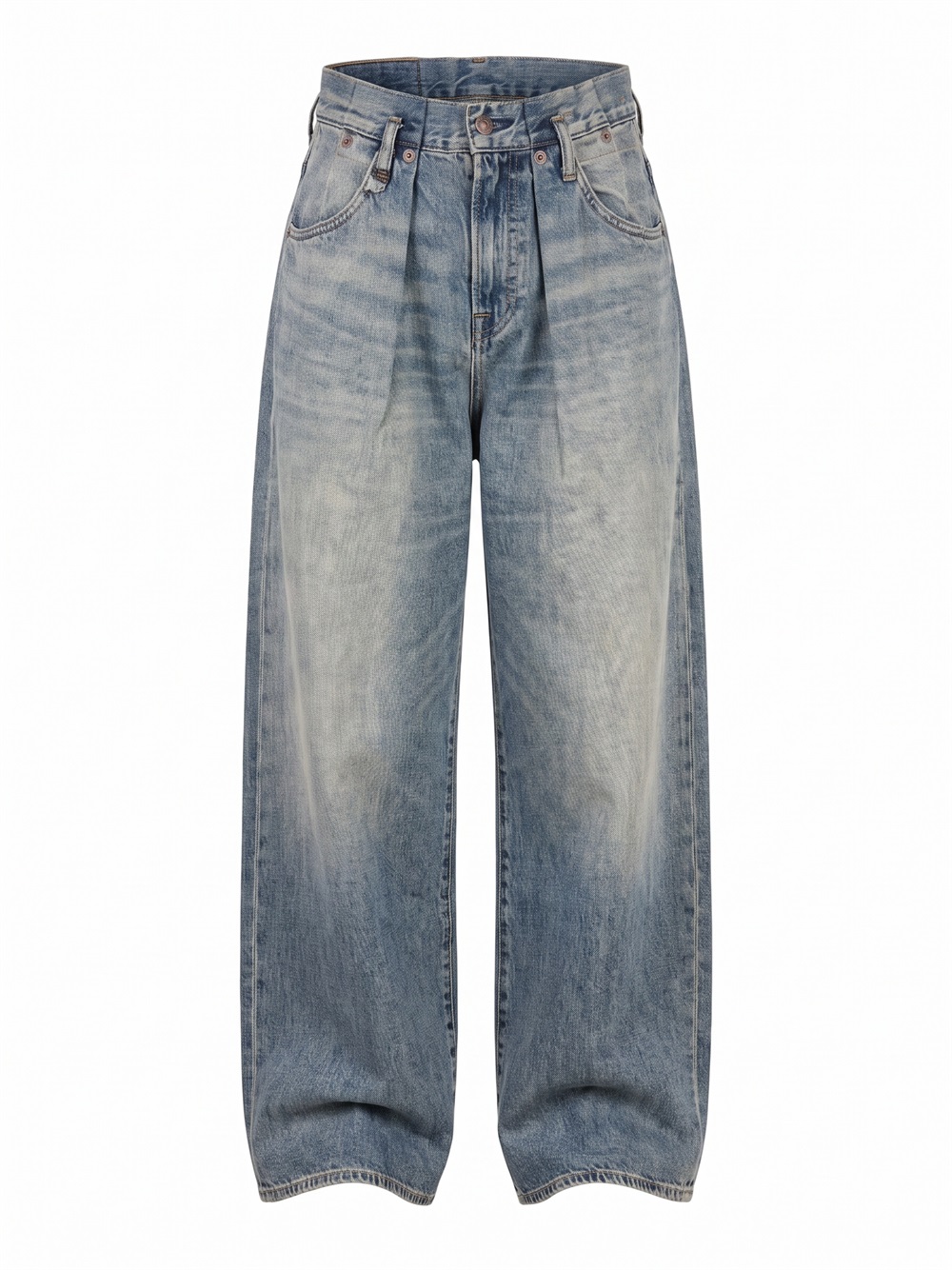 R13 PLEATED WAISTBAND JEAN RIVINGTON BLUE vista Frontale