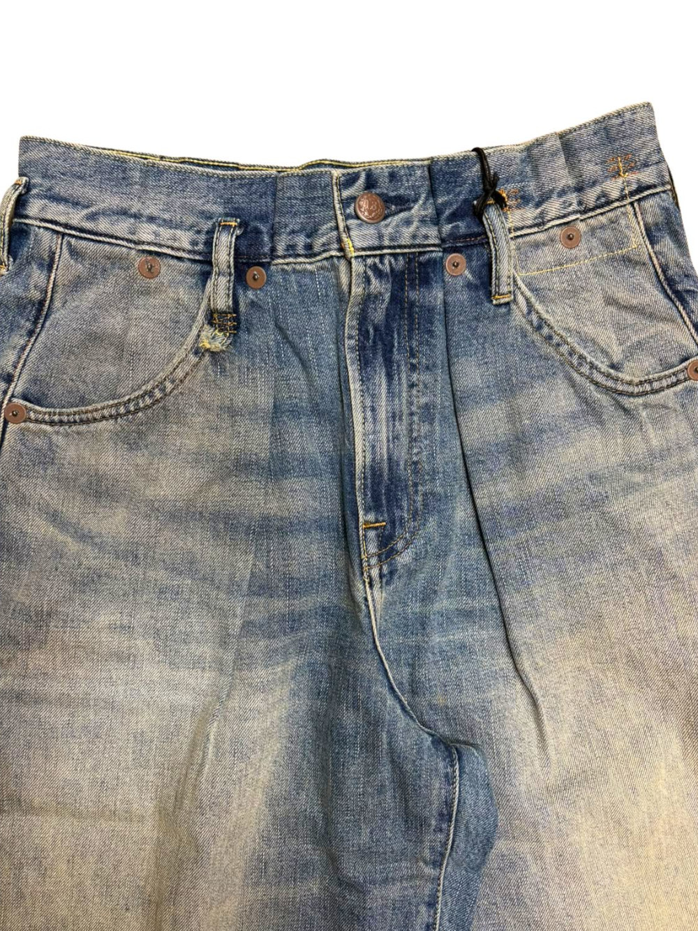 R13 PLEATED WAISTBAND JEAN RIVINGTON BLUE dettaglio