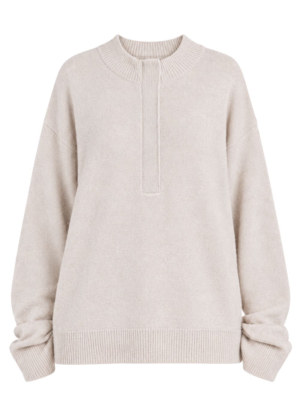 LE KASHA SWEATER WITH ZIP COLLAR LIGHT BEIGE dettaglio