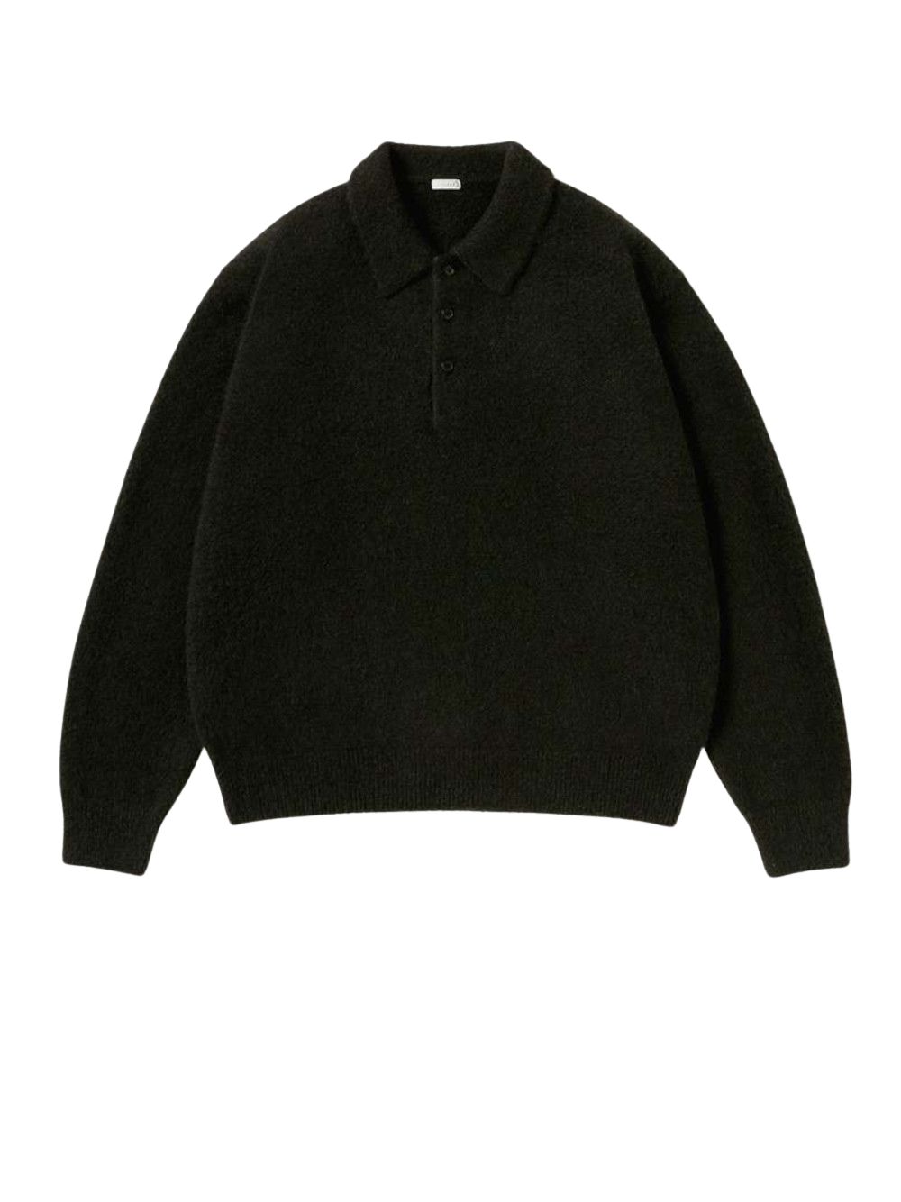 A.PRESSE Brushed Cashmere Middle Gauge Polo Collar Sweater OLIVE dettaglio