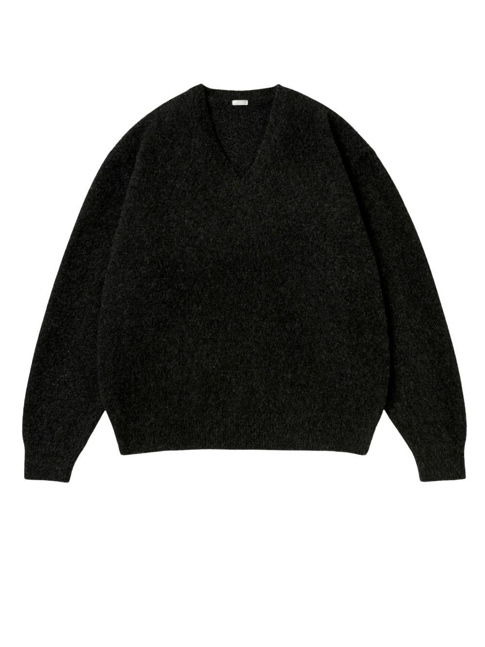 A.PRESSE Brushed Cashmere Middle Gauge V Neck Sweater CHARCOAL dettaglio