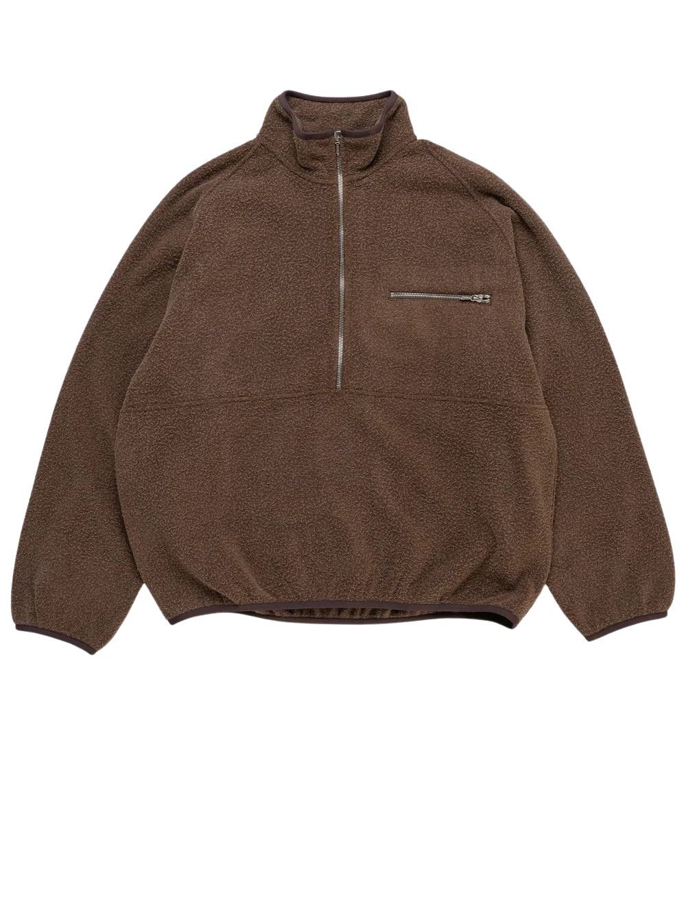 A.PRESSE Vintage Silk Fleece Harf ZIP Jacket BROWN dettaglio