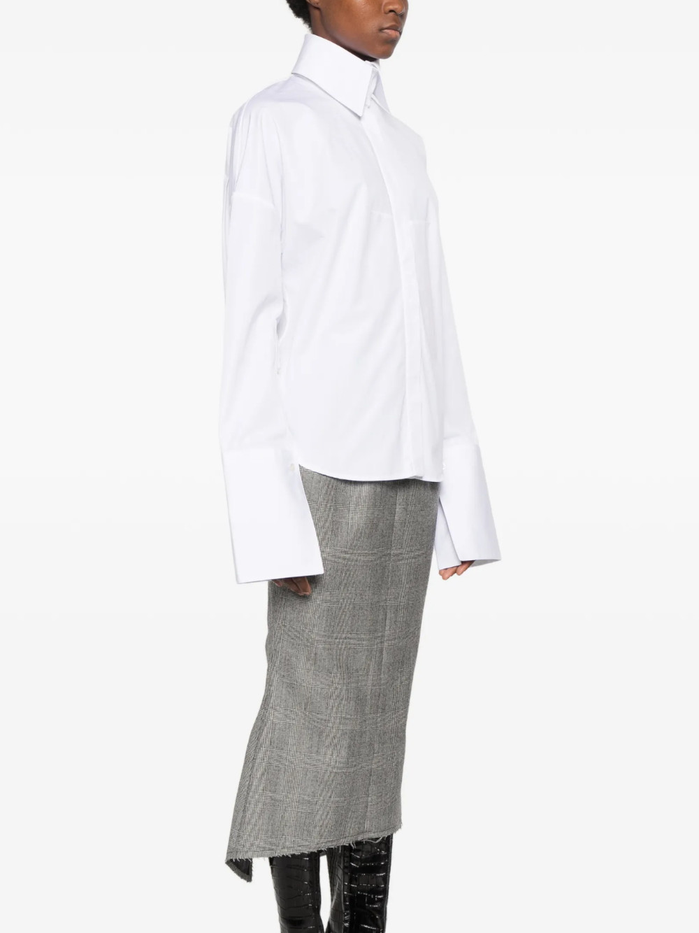 MATIERES FECALES WOMEN DAPHNE DROPSHOULDER SHIRT WHITE dettaglio