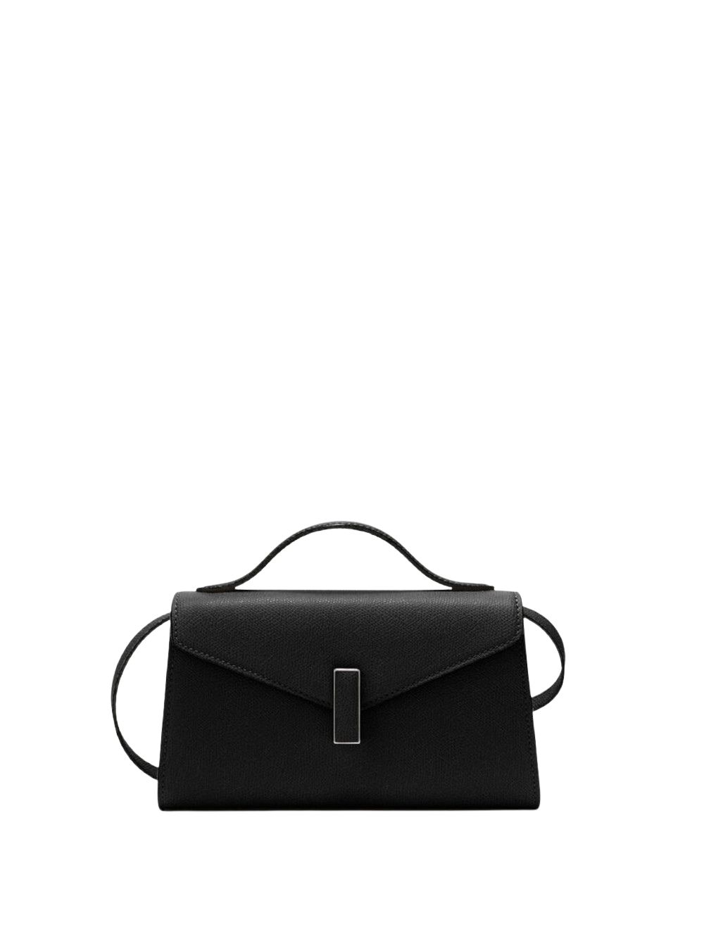 VALEXTRA CLUTCH ISIDE TIN CON MANIGLIA RIGIDA E TRACOLLA NERO vista Frontale